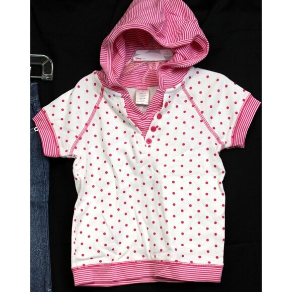 NEW 2008 Gymboree 2pc Tennis Match sz 4 Denim Capri Hooded Shirt Dots Turtle - Picture 4 of 8